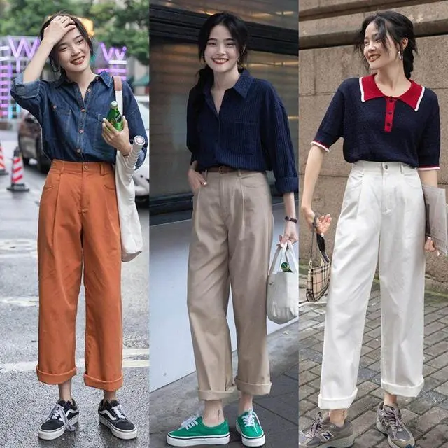 麦美美长裤穿搭